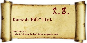 Korach Bálint névjegykártya